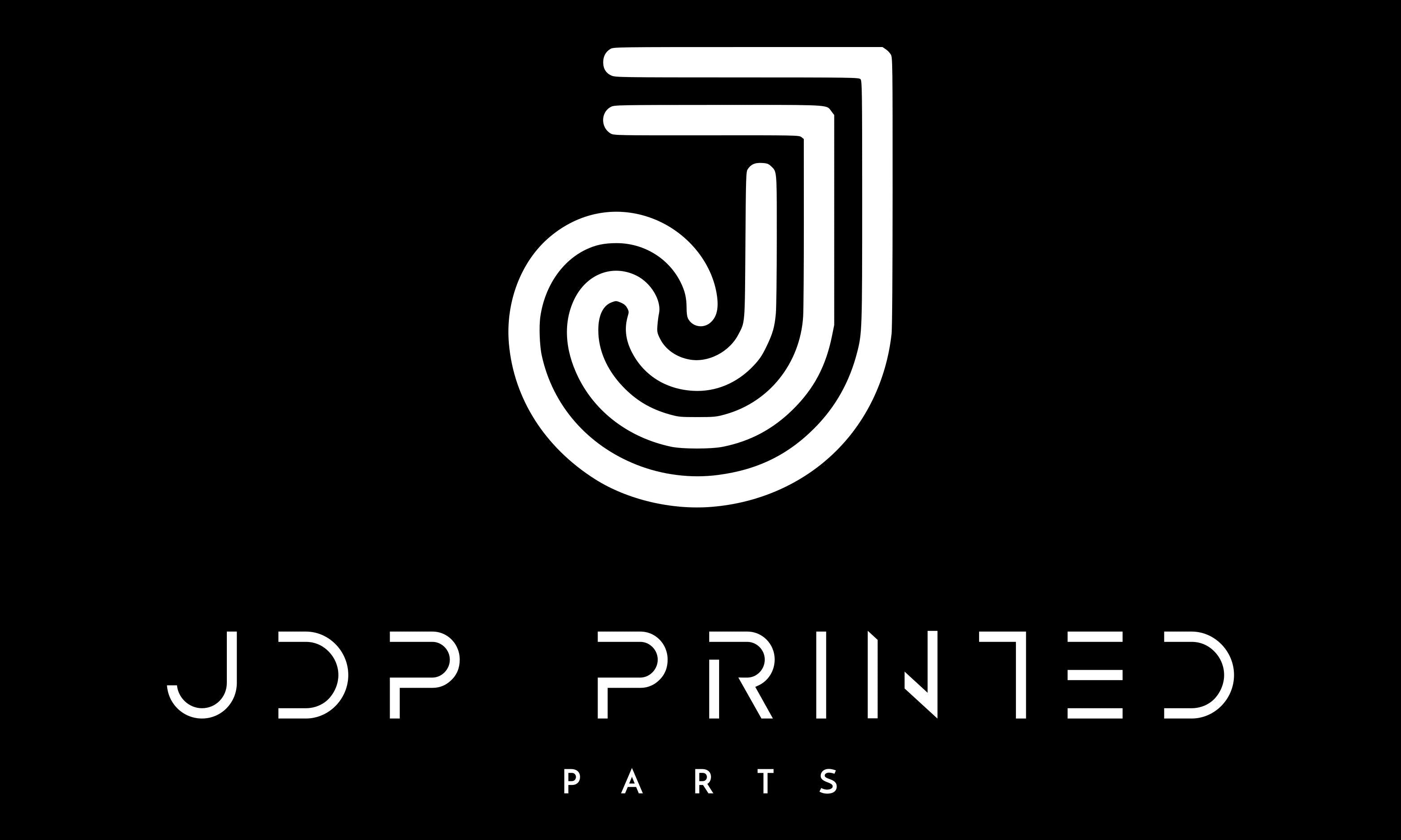JDP Logo in White font with black background 